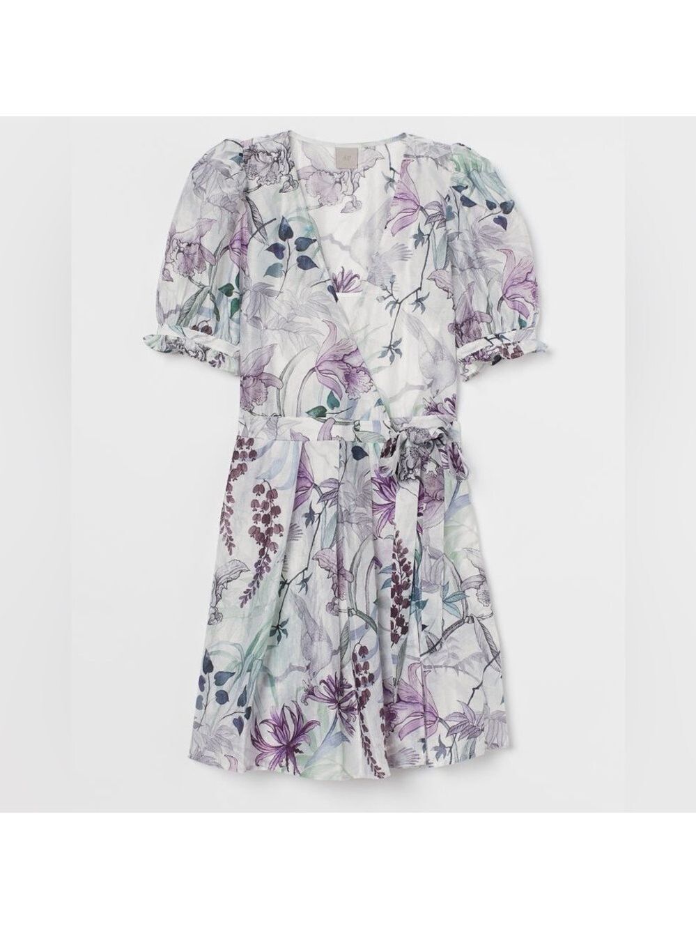 H&M Floral Lyocell Blend Sheer Wrap Dress Small